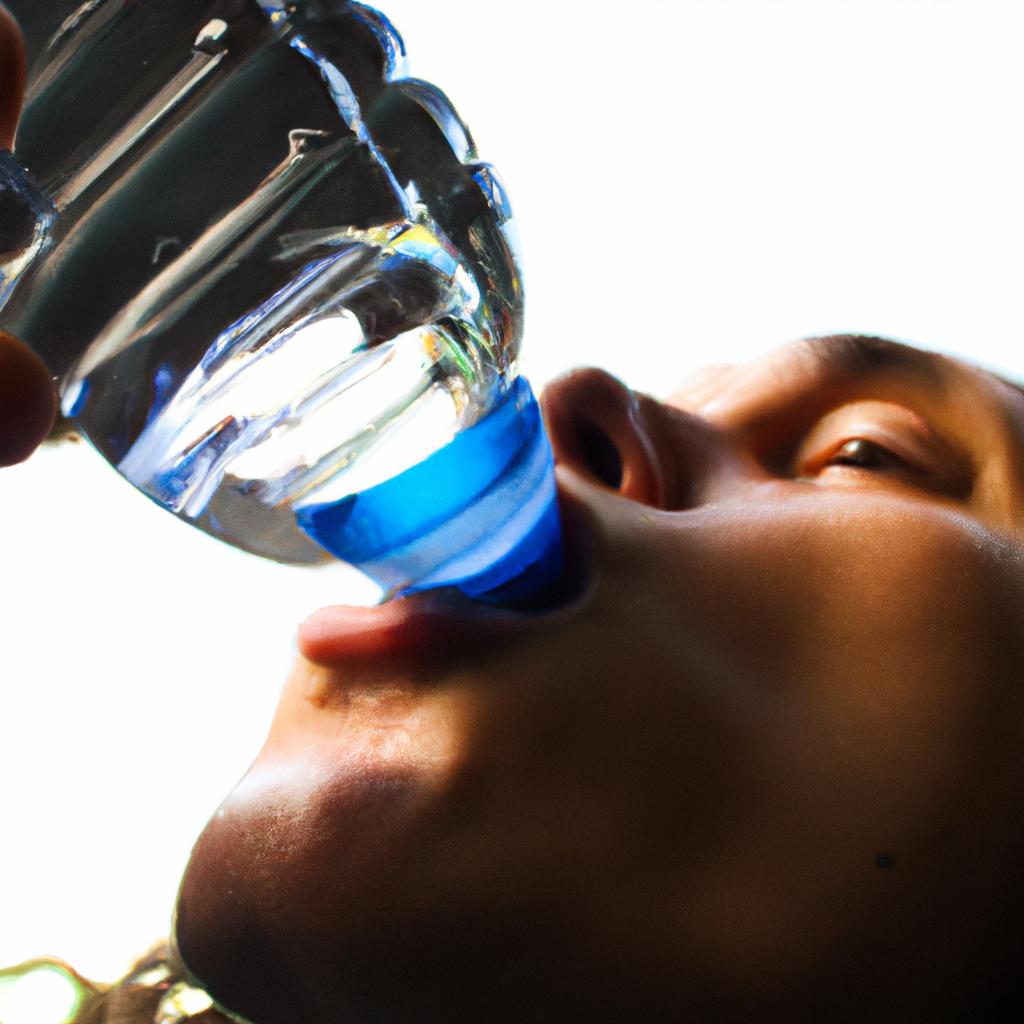 Person drinking water from bottle